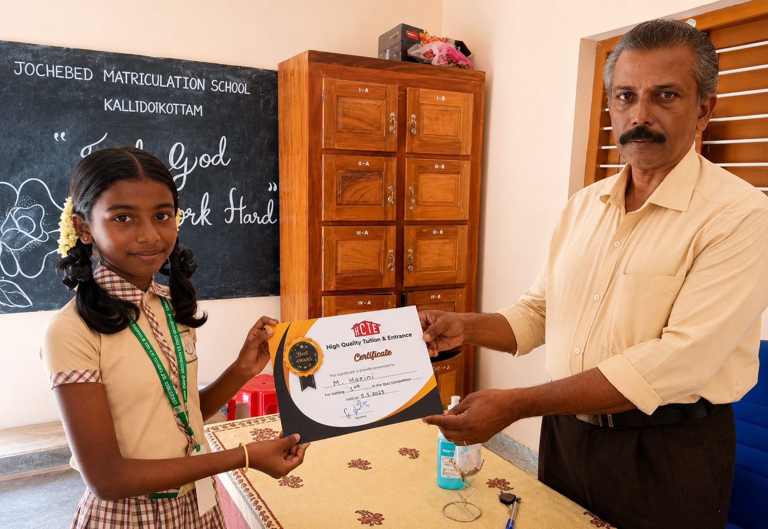 Student receiving certificate