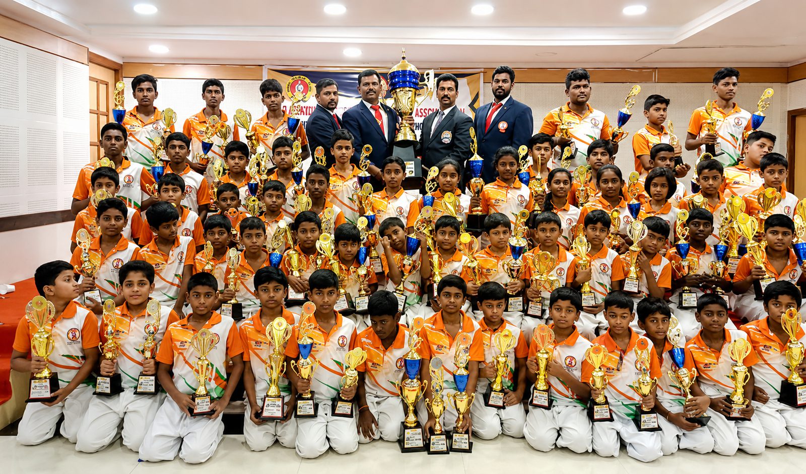 Students with trophies